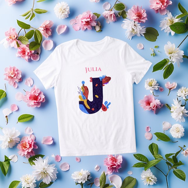 Konstnärlig monogram - Bokstav J Födelsedagspresen T Shirt (Skapare uppladdad)
