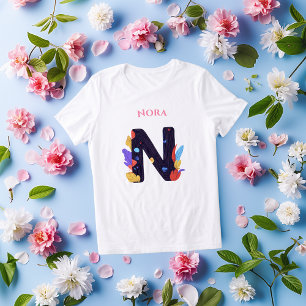 Konstnärlig monogram - Bokstav N Fet färgglad pres T Shirt
