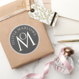 Konstnärlig Monogram Personal Namn Logotyp Black W Runt Klistermärke