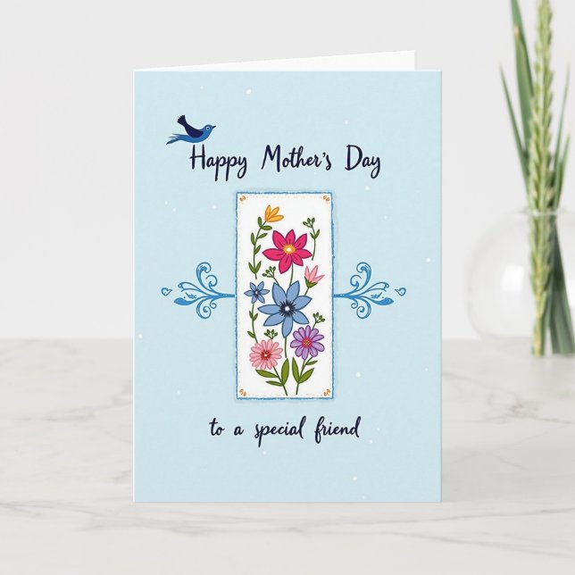 Konstnärlig Mors Dag Blomkort Kort (Framsida)