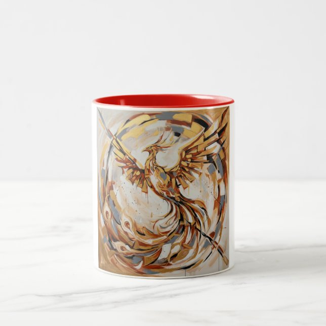 Konstnärlig mytisk fågeldesign Två-Tonad mugg (Center)