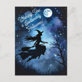 Konstnärlig natt Siluett Halloween Häxa Vykort