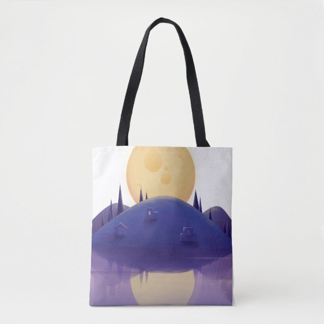 Konstnärlig nattlandskapsillustration Totebag  Tygkasse (Framsida)