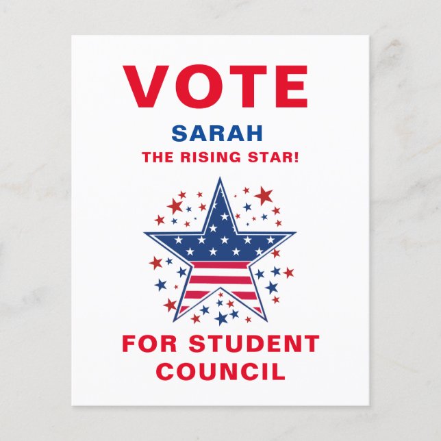 Konstnärlig omröstning för klassordförande: stigni flygblad (Framsidan)