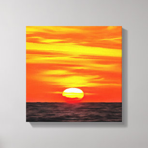 Konstnärlig Orange Aegean Sunset Akyaka Canvastryck