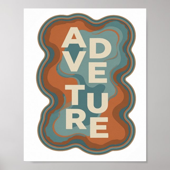 Konstnärlig Orange ÄVENTYR Slogan Design Poster (Framsidan)