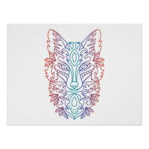 Konstnärlig övertoning färg varg ansikte