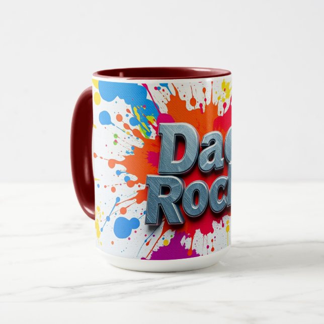Konstnärlig Pappa Rocks Färg Explosion Mugg (Framsida vänster)