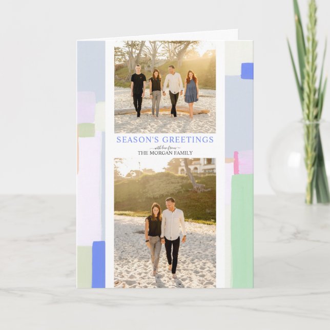 Konstnärlig Pastell Jul Holiday Fotokort Helgkort (Framsida)