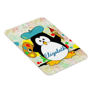 Konstnärlig penguin-målare magnet