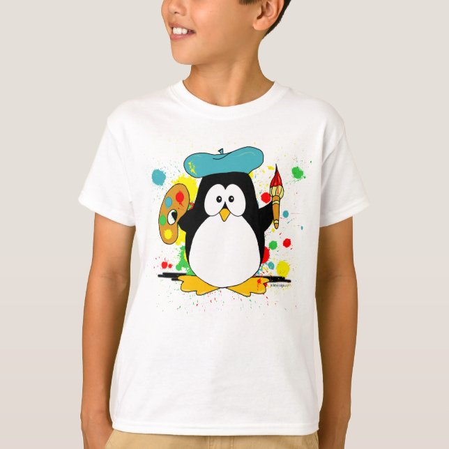 Konstnärlig penguin tee shirt (Framsida)