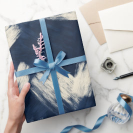 Konstnärlig Pensel Navy Indigo Sträck Abstrakt Mön Presentpapper