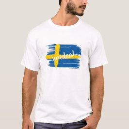 Konstnärlig penseldrag Sverige Flagga T Shirt