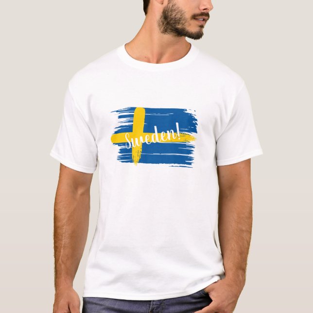 Konstnärlig penseldrag Sverige Flagga T Shirt (Framsida)