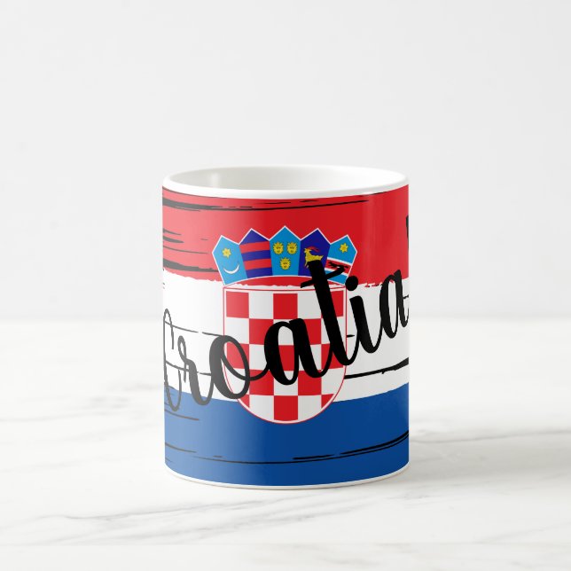 Konstnärlig penseldragning Kroatien Flagga  Kaffemugg (Center)