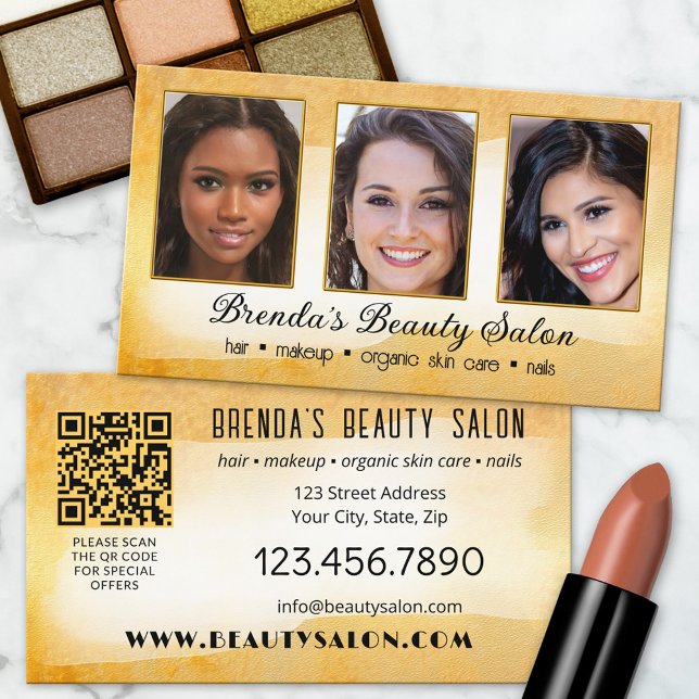 Konstnärlig portfölj Guld Watercolor Beauty Visitkort (Skapare uppladdad)