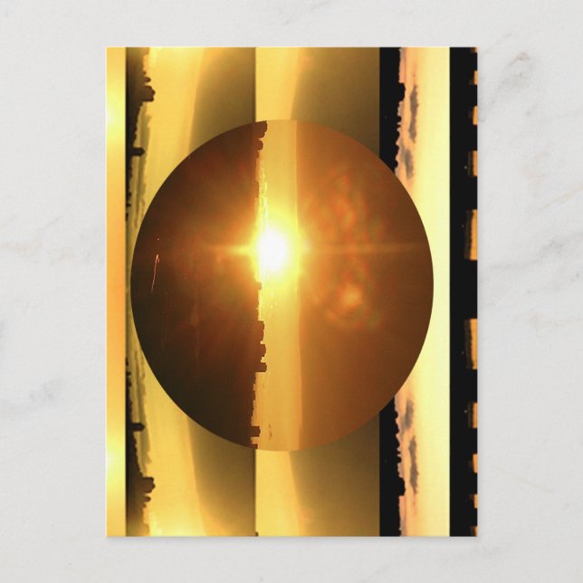 Konstnärlig presentation av sol i MÅNE Vykort (Framsida)