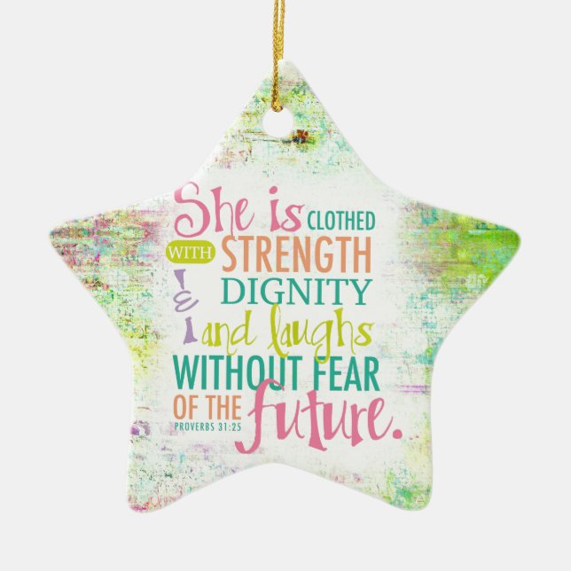 Konstnärlig Proverbs31:25 Julgransprydnad Keramik (Framsidan)