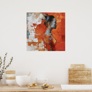 Konstnärlig representation som visar en kvinna i p poster