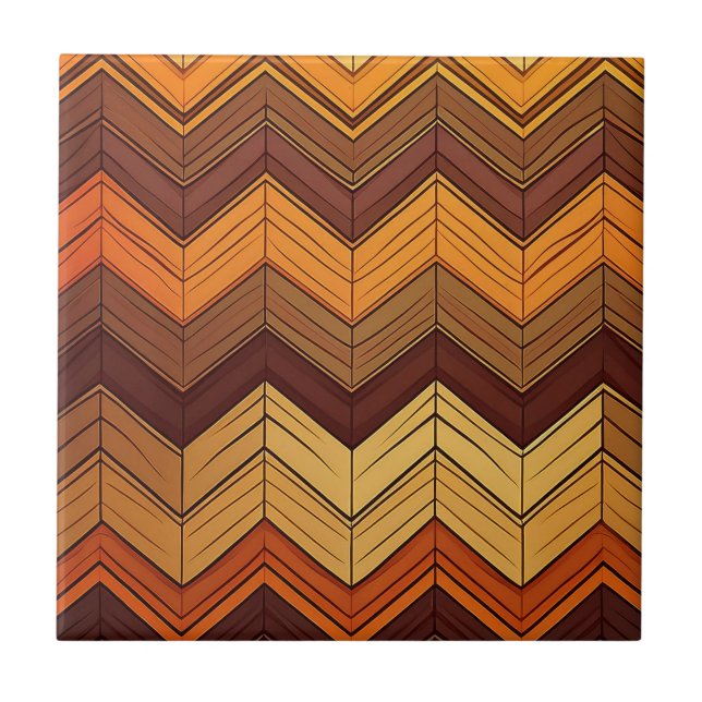 Konstnärlig Retro Stil Chevron Kakelplatta (Framsidan)