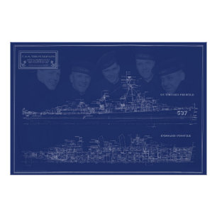 Konstnärlig ritning av U.S.S. The Sullivans Fototryck