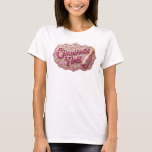 Konstnärlig Röd CHAMPAGNE TID Anpassad T-shirt