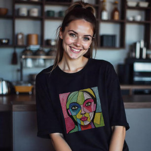 Konstnärlig Rolig Whimsisk Modern Abstrakt Ansikte T Shirt