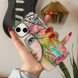 Konstnärlig Roligt av Porträtt Girl Bold Black Whi<br><div class="desc">Det här telefonfodralet har bara högerna på min ursprungliga målning av en färgstark flicka med roligt svart och vit text på framsidan och en svart och vit jester-flicka med en ljus,  färgstark bakgrund.</div>