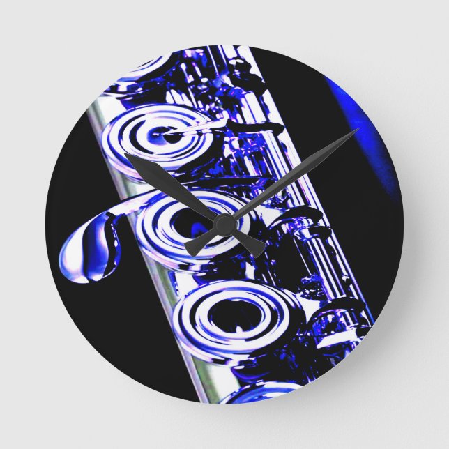 Konstnärlig Roligt i Flute Metall Rund Klocka (Framsida)