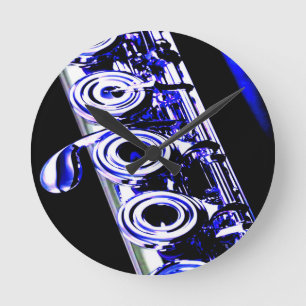 Konstnärlig Roligt i Flute Metall Rund Klocka