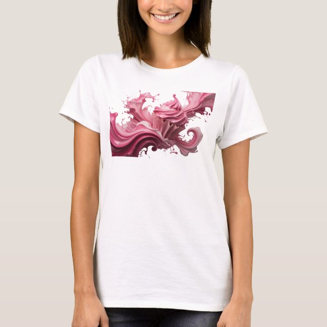 Konstnärlig Rosa ABSTRAKT KONST Modeutskrift T Shirt (Framsida)