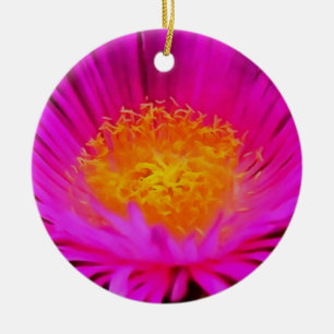 Konstnärlig Rosa av Magenta Aster Flower Blommigt Julgransprydnad Keramik