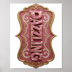 Konstnärlig Rosa BLÄNDANDE Grafisk Design Poster
