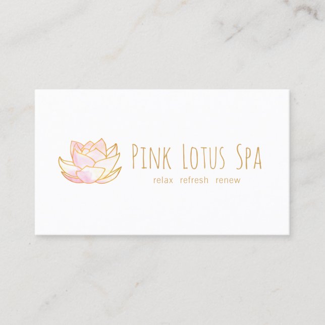 Konstnärlig Rosa Blommigt Vattenfärg Lotus Flower Visitkort (Framsida)