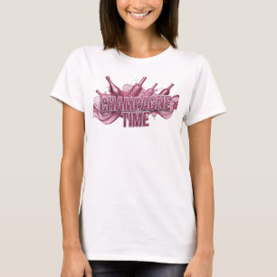 Konstnärlig Rosa CHAMPAGNE TID Grafisk T-shirt