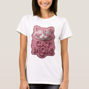 Konstnärlig Rosa KATT MAMMA 3D Text Konst T Shirt