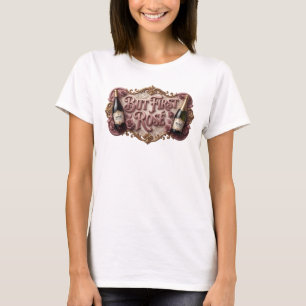 Konstnärlig Rosa MEN FÖRST ROS 3D Text Konst T Shirt