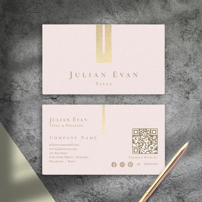 Konstnärlig  Rosa och Affärskort i Guld Visitkort (Artistic Detail Blush Pink and Gold Business Card)