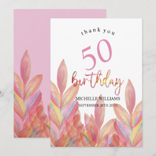 Konstnärlig Rosa Tropical Party Watercolor Tack Kort