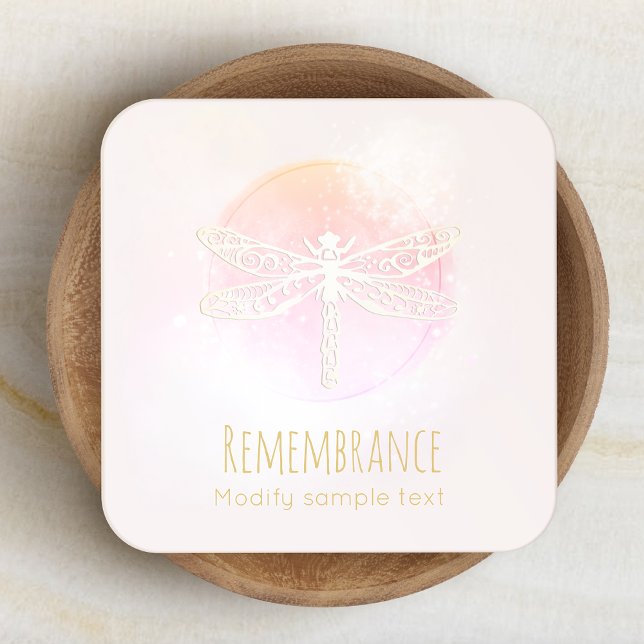 Konstnärlig Rosa Vattenfärg Dragonfly Beauty Spa Fyrkantigt Visitkort (Skapare uppladdad)
