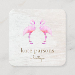 Konstnärlig Rosa vattenfärg Flamingo Square - fyrk Fyrkantigt Visitkort