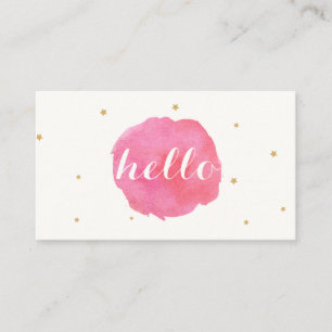 Konstnärlig Rosa Vattenfärg Hej Hälsning Visitkort