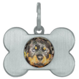 Konstnärlig rottweiler Puppy Porträtt Namnbricka Husdjur