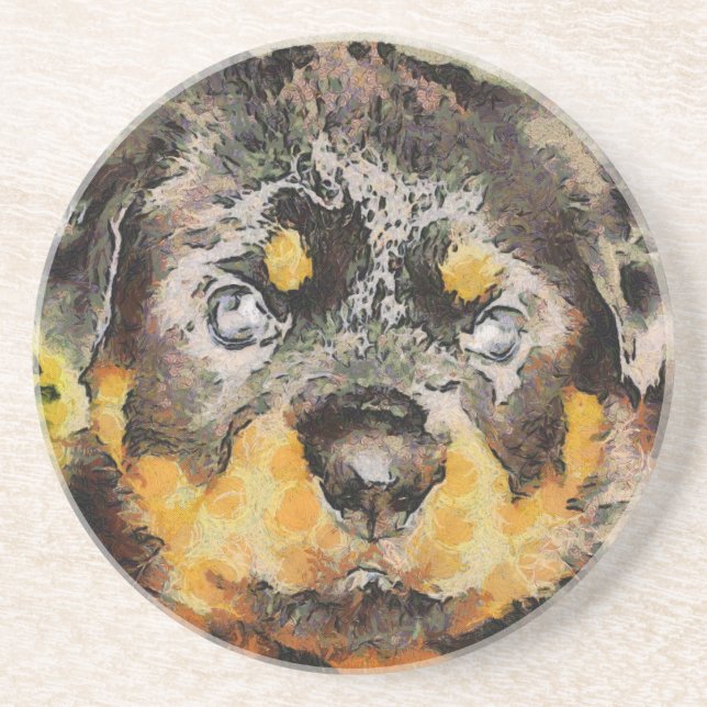 Konstnärlig rottweiler Puppy Porträtt Underlägg (Framsidan)