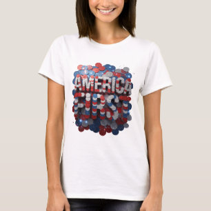 Konstnärlig silver AMERIKA FÖRST grafisk design T Shirt