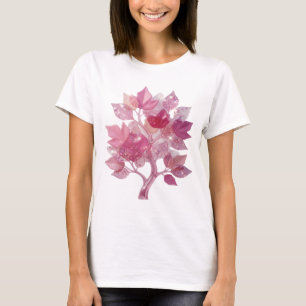 Konstnärlig Silver Rosa Bladträd Slogan T-shirt