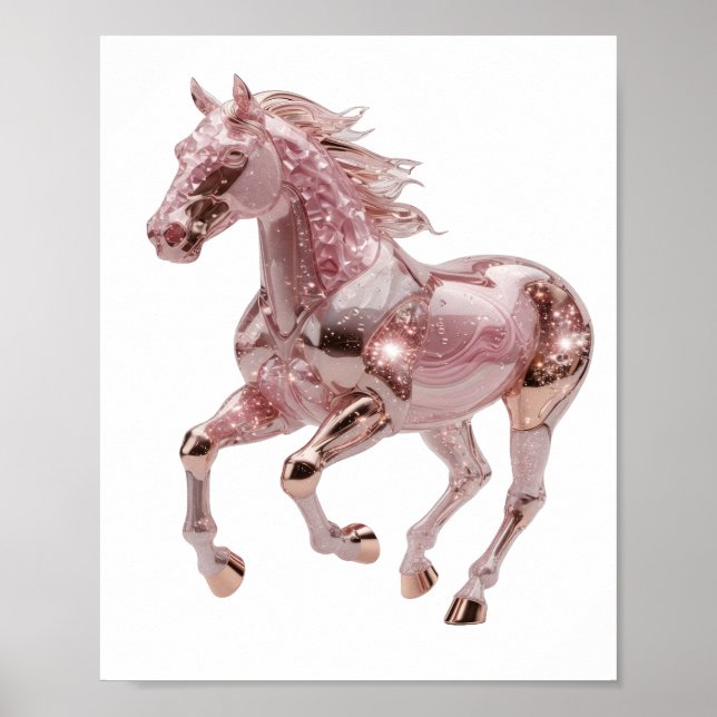 Konstnärlig Silver ROSE GULD HÄST Slogan Design Poster (Framsidan)