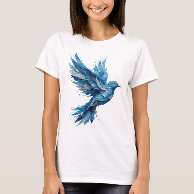 Konstnärlig Silver VATTEN FÅGEL Deklarativ Design T Shirt (Framsida)