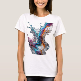 Konstnärlig Silver VATTENSPLASH Design Text T Shirt