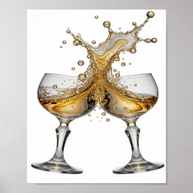 Konstnärlig Silver WHISKY SPLASH Poster (Framsidan)
